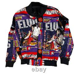 RARE Vintage 80 90 Elvis Presley All Over Print Bomber Tour Concert Jacket