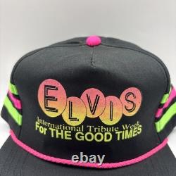 RARE Vintage 80's 3 Stripe Elvis Presley International Tribute Week Trucker Hat
