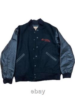 RARE! Vintage Elvis Presley Varsity Letterman Jacket Medium Black Wool Leather