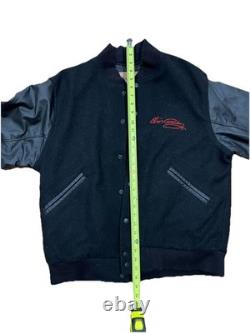 RARE! Vintage Elvis Presley Varsity Letterman Jacket Medium Black Wool Leather