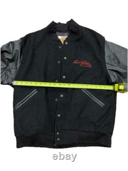 RARE! Vintage Elvis Presley Varsity Letterman Jacket Medium Black Wool Leather