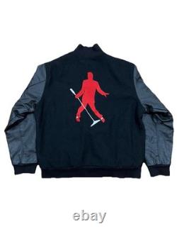 RARE! Vintage Elvis Presley Varsity Letterman Jacket Medium Black Wool Leather