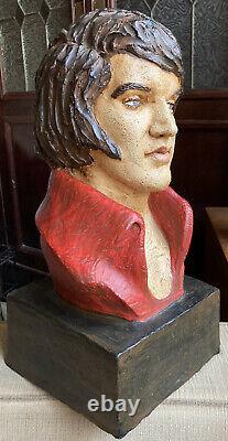 RARE Vintage Megna's 1977 Elvis Presley Chalkware Bust 14.5 Statue The King