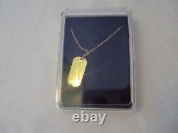 RARE! WITH BOX Vintage Elvis Presley Gold Dog Tag Pendant Necklace w BOX ##
