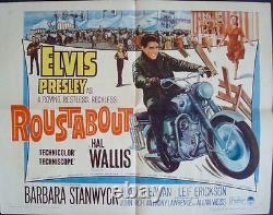 ROUSTABOUT ELVIS PRESLEY half sheet movie poster 22x28 1964 RARE BIKER
