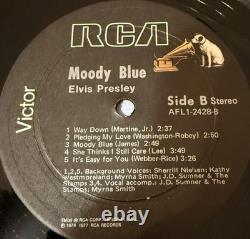 Rare Black Vinyl Edition Elvis Presley Moody Blue Record LP VG+