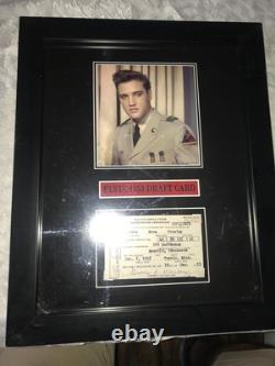 Rare ELVIS PRESLEY Military ARMY SERVICE Framed DRAFT CART Photo REPLIGRAPH 16T