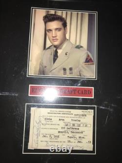 Rare ELVIS PRESLEY Military ARMY SERVICE Framed DRAFT CART Photo REPLIGRAPH 16T