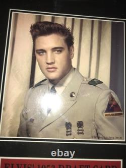 Rare ELVIS PRESLEY Military ARMY SERVICE Framed DRAFT CART Photo REPLIGRAPH 16T