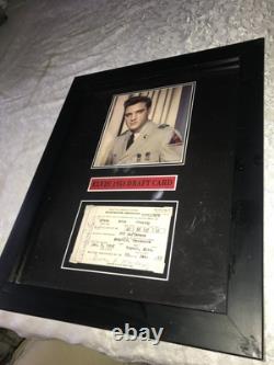 Rare ELVIS PRESLEY Military ARMY SERVICE Framed DRAFT CART Photo REPLIGRAPH 16T