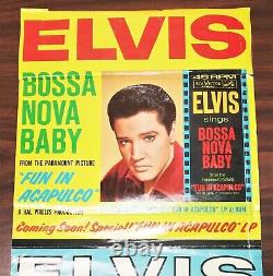 Rare ELVIS PRESLEY RECORD STORE ADVERTISING BANNER Bossa Nova/Witchcraft 45 1963