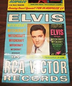 Rare ELVIS PRESLEY RECORD STORE ADVERTISING BANNER Bossa Nova/Witchcraft 45 1963