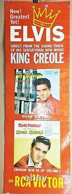 Rare ELVIS PRESLEY RECORD STORE ADVERTISING BANNER King Creole 45 EP + 7280 1958