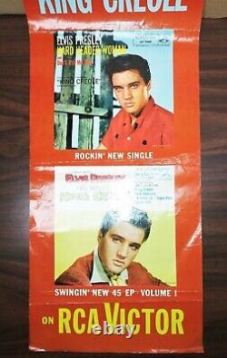 Rare ELVIS PRESLEY RECORD STORE ADVERTISING BANNER King Creole 45 EP + 7280 1958