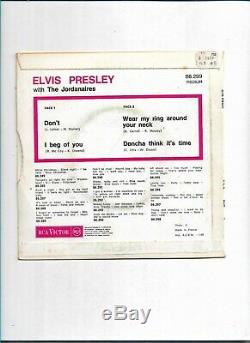 Rare Elvis Presley 45 Tours With The Jordanaires/dont/1968/rca/86.299m