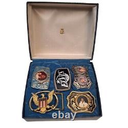 Rare Elvis Presley Belt Buckle Lot of 5 CPI 77 Vintage Collector Set with Case