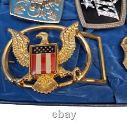 Rare Elvis Presley Belt Buckle Lot of 5 CPI 77 Vintage Collector Set with Case