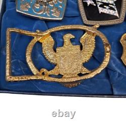 Rare Elvis Presley Belt Buckle Lot of 5 CPI 77 Vintage Collector Set with Case