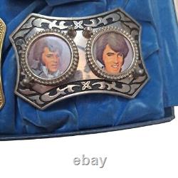 Rare Elvis Presley Belt Buckle Lot of 5 CPI 77 Vintage Collector Set with Case