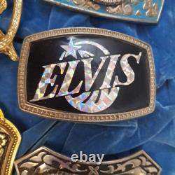 Rare Elvis Presley Belt Buckle Lot of 5 CPI 77 Vintage Collector Set with Case