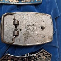 Rare Elvis Presley Belt Buckle Lot of 5 CPI 77 Vintage Collector Set with Case