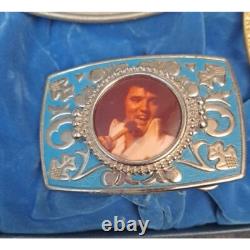Rare Elvis Presley Belt Buckle Lot of 5 CPI 77 Vintage Collector Set with Case