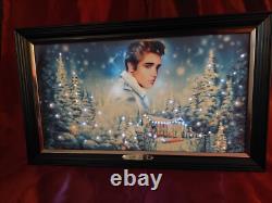 Rare Elvis Presley Blue Christmas Illuminated Muscial Canvas With Music 12x20