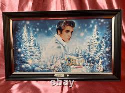 Rare Elvis Presley Blue Christmas Illuminated Muscial Canvas With Music 12x20