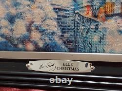 Rare Elvis Presley Blue Christmas Illuminated Muscial Canvas With Music 12x20