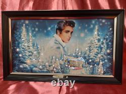 Rare Elvis Presley Blue Christmas Illuminated Muscial Canvas With Music 12x20