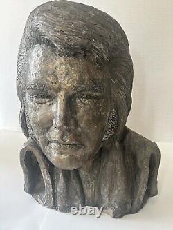 Rare Elvis Presley Bust Sculptor signed Mike Makras 15, 44lbs LARGE Heavy 1977