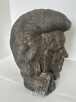 Rare Elvis Presley Bust Sculptor signed Mike Makras 15, 44lbs LARGE Heavy 1977