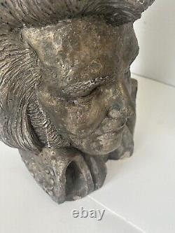 Rare Elvis Presley Bust Sculptor signed Mike Makras 15, 44lbs LARGE Heavy 1977