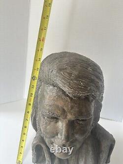 Rare Elvis Presley Bust Sculptor signed Mike Makras 15, 44lbs LARGE Heavy 1977