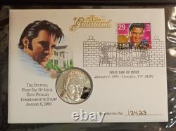 Rare Elvis Presley First Day Cover & 1 Oz. 999 Silver Round with Nice Rim Toning