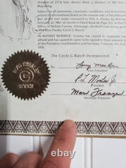 Rare Elvis Presley G Ranch Deed With Certification Desoto County Mississippi