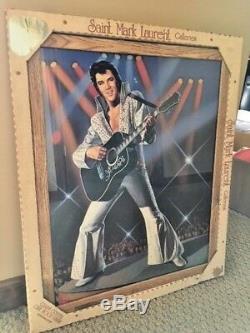 Rare Elvis Presley Saint Mark Laurent Galleries 21x17 Wood Framed Painting