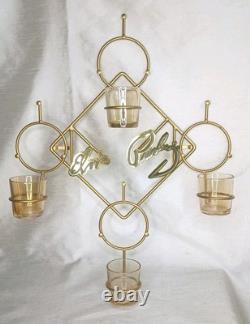 Rare Elvis Presley Wall Candle Holder Votive Glasses Gold Metal Decor Licensed