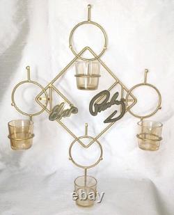 Rare Elvis Presley Wall Candle Holder Votive Glasses Gold Metal Decor Licensed