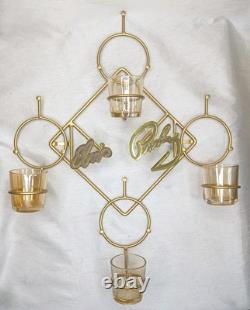 Rare Elvis Presley Wall Candle Holder Votive Glasses Gold Metal Decor Licensed