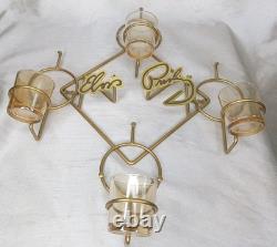 Rare Elvis Presley Wall Candle Holder Votive Glasses Gold Metal Decor Licensed