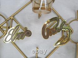 Rare Elvis Presley Wall Candle Holder Votive Glasses Gold Metal Decor Licensed