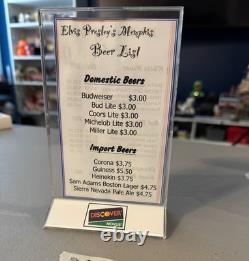 Rare Elvis Presley's Memphis Restaurant Beer Wine Menu Table Display Sign