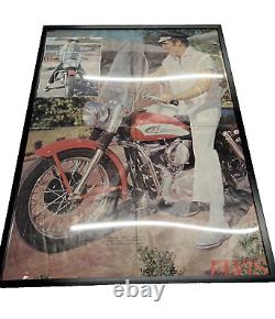 Rare Original (1977) Elvis Presley on Harley Davidson Poster Framed Vintage