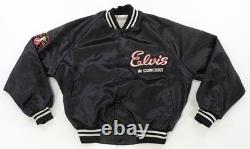 Rare VTG AUBURN Elvis Presley In Concert TCB Tour Satin Jacket 80s 90s Black XL
