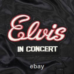 Rare VTG AUBURN Elvis Presley In Concert TCB Tour Satin Jacket 80s 90s Black XL