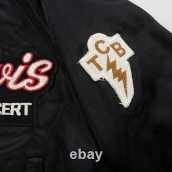 Rare VTG AUBURN Elvis Presley In Concert TCB Tour Satin Jacket 80s 90s Black XL