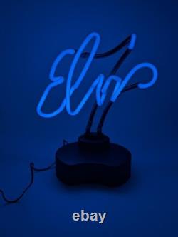 Rare VTG Elvis Presley Blue Neon Sign Desk Lamp Rabbit Tanaka 04 Signature Glow
