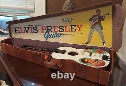 Rare Vintage 1956 Elvis Presley Emenee 4 String Guitar with Box & Chord Selector