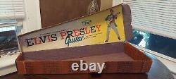 Rare Vintage 1956 Elvis Presley Emenee 4 String Guitar with Box & Chord Selector